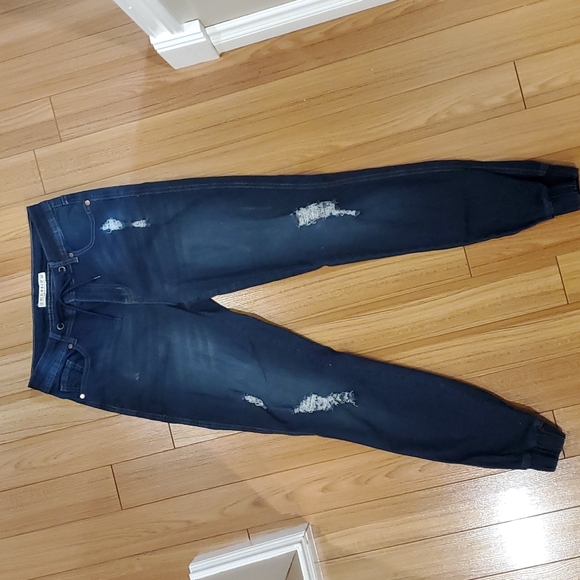 Distressed high rise stretch jogger jeans - Picture 1 of 9